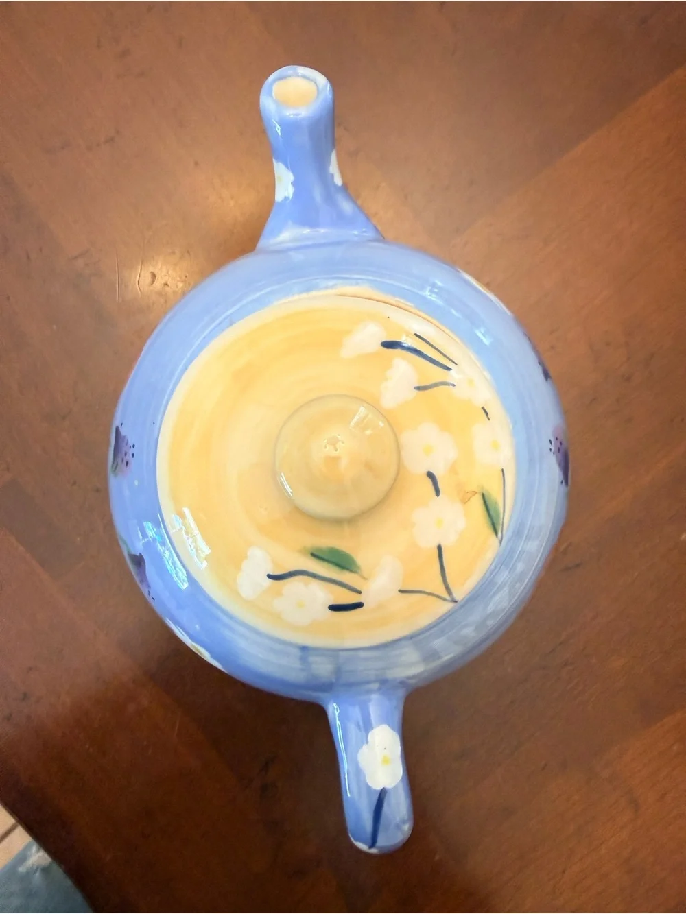Vintage 1989 Hartstone Pottery Blue Wildflower Ceramic Teapot With Lid